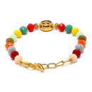 Rakhi for Kids Gold-Plated Pearl SMILEY Bracelet Rakhi with Roli Chawal and Raksha Bandhan Greeting Card for Kids (Multicolor)