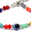 Rakhi for Bhaiya Silver-Plated Multicolor Pearl Evil Eye Bracelet Rakhi for Bhai with Roli Chawal and Raksha Bandhan Greeting Card