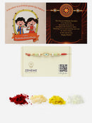 Gold Plated Gold Toned Evil Eye Charm & Beaded Rakhi