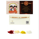 Rakhi Off White & Peach Stone Beads Wooden Evil Eye Beads Set of 4 Rakhi