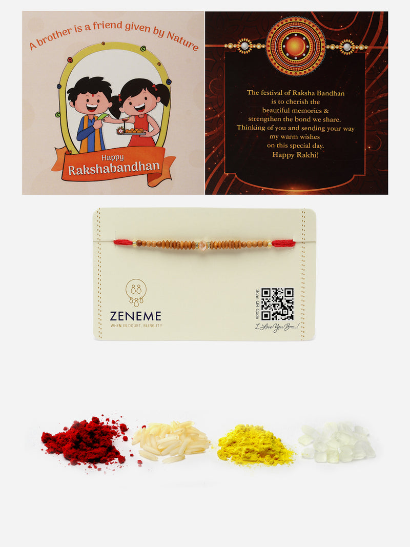 Traditional Wooden Beads stringed Rakhi