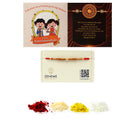Enamelled Mor Pankh Red Kundan & Kids Power Ranger Combo Rakhi Bracelet Set of 4