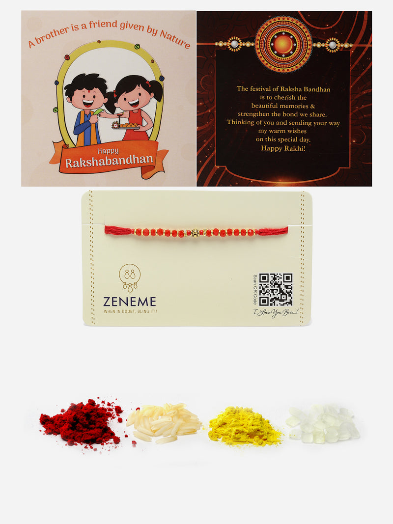 Traditional Red Beads Stringed Rakhi