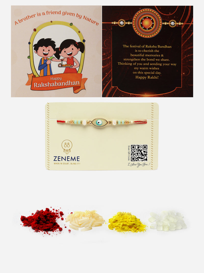 Gold Plated Gold Toned Evil Eye Rakhi