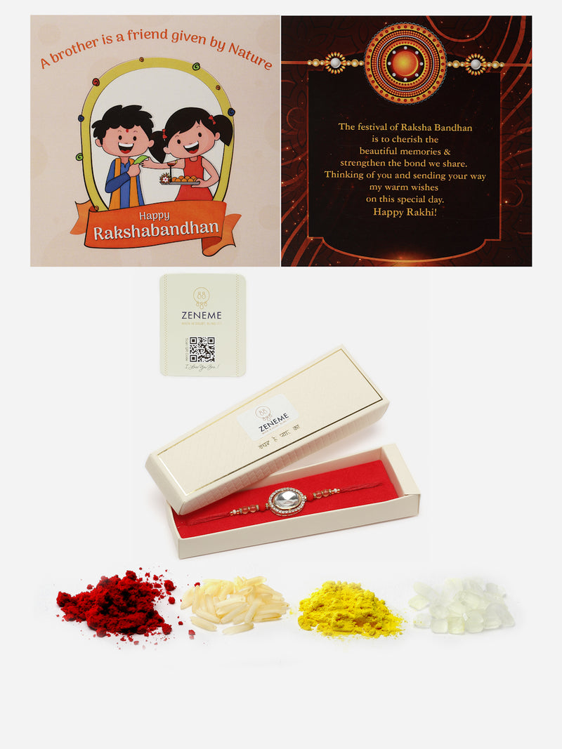 Traditional Gold Toned Gold Plated Kundan Studded Rakhi