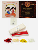 Gold Plated Gold Toned Artificial Beads & Kundan Studded Rakhi