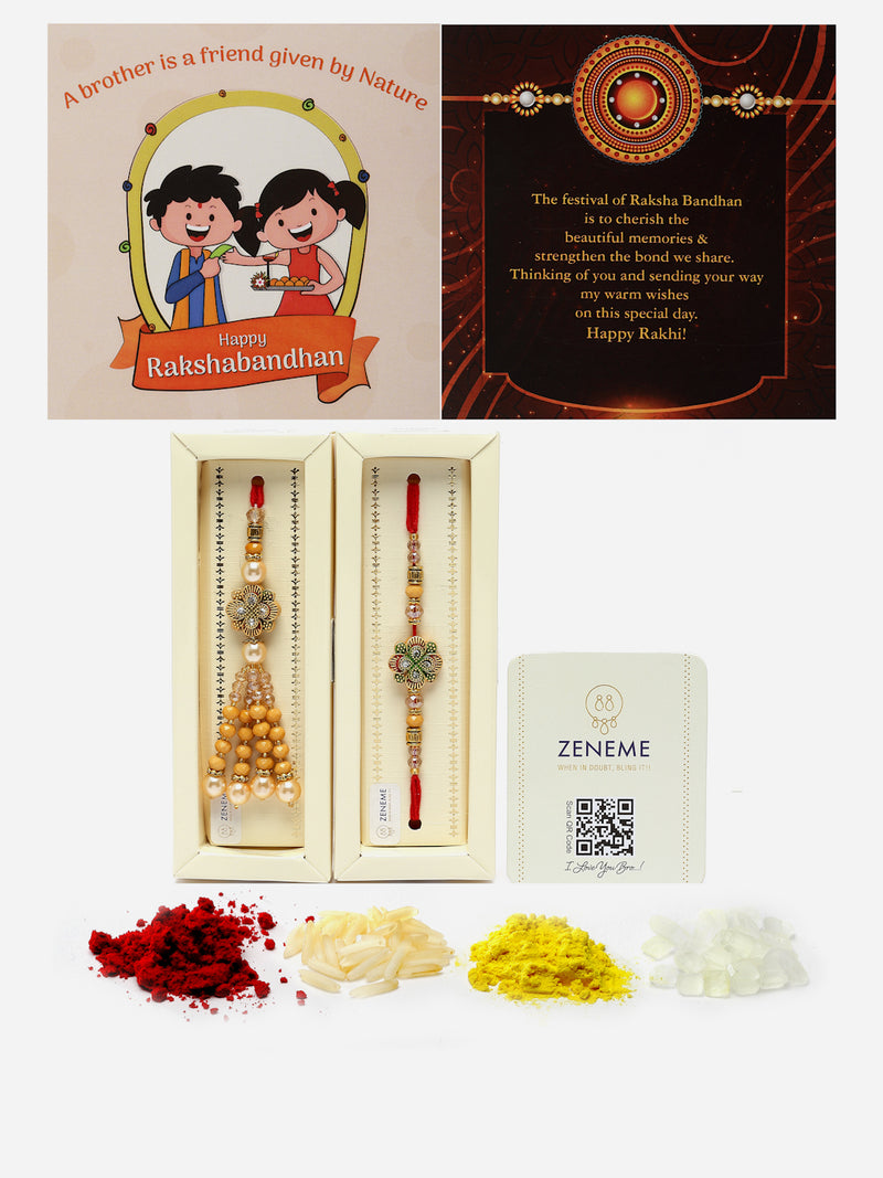 Traditional Floral Bhaiya Bhabhi Rakhi Set