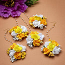 Gold Plated Floral Yellow And White Gotta Patti Maang Tikka  (Mehandi,Haldi,Bridal,Baby Shower)