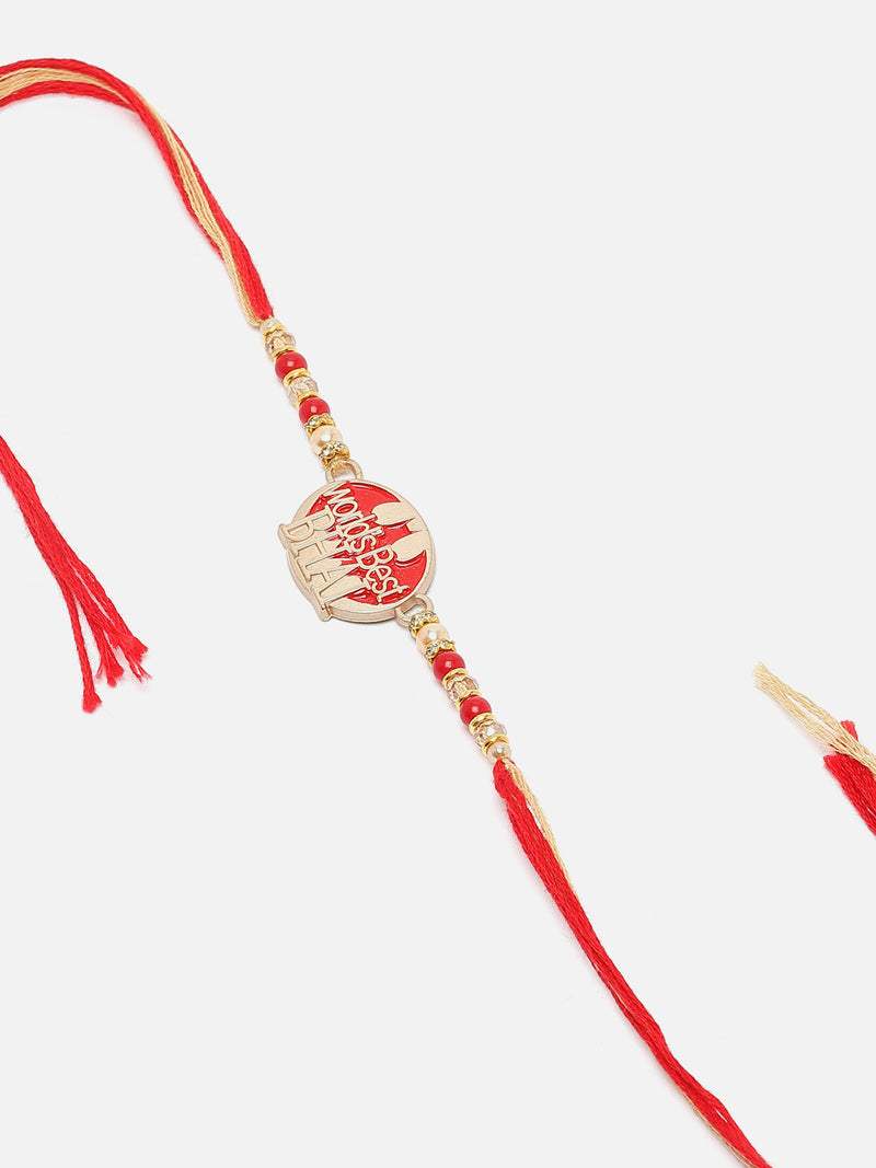 World's Best Bhai Red & White Beads Rakhi