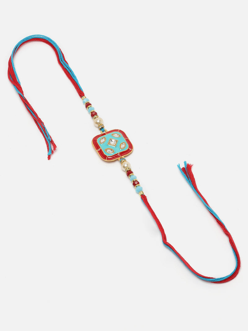 Traditional Meenakari Kundan & Beads Stringed Rakhi