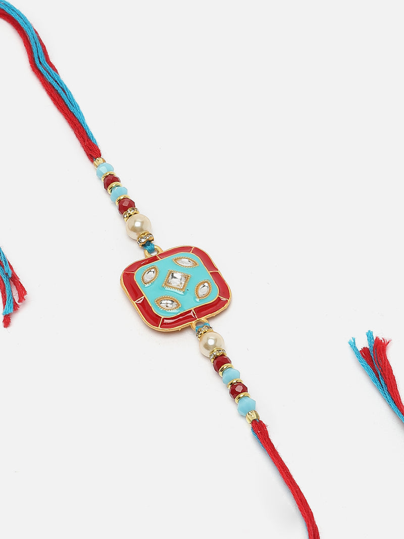 Traditional Meenakari Kundan & Beads Stringed Rakhi