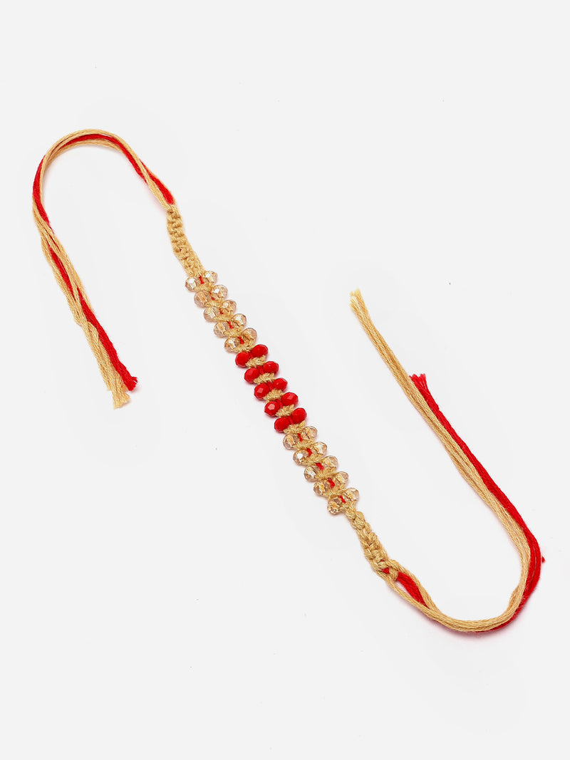 Traditional Red & Transparent Beads Stringed Rakhi