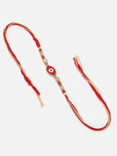 Red Enamelled Evil Eye Beads stringed Rakhi