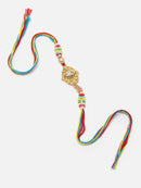 Gold Plated Kundan & Beads Studded Rakhi