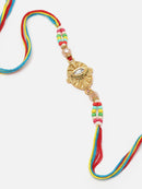 Gold Plated Kundan & Beads Studded Rakhi