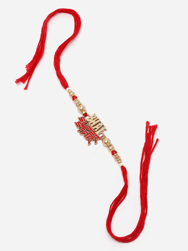 Bhai Super Star Red & White Beads Rakhi