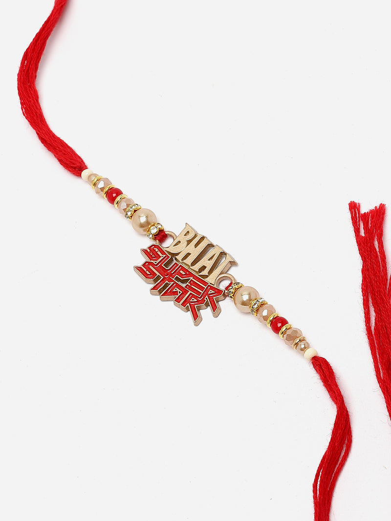 Bhai Super Star Red & White Beads Rakhi