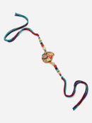 Traditional Gold Toned Gold Plated  Peacock Design Multicolor Stones & beads Studded Rakhi