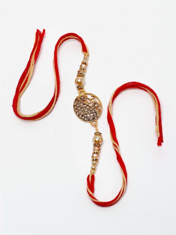 Traditional Artificial Beads & Stones Studded Designer Rakhi For Brother