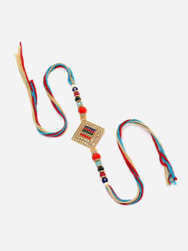 Traditional Multicolor Beads & Stones Studded Rakhi