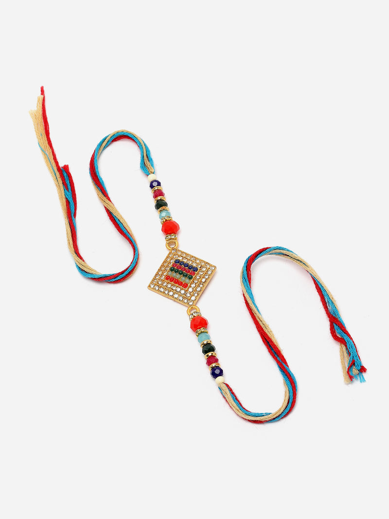 Traditional Multicolor Beads & Stones Studded Rakhi