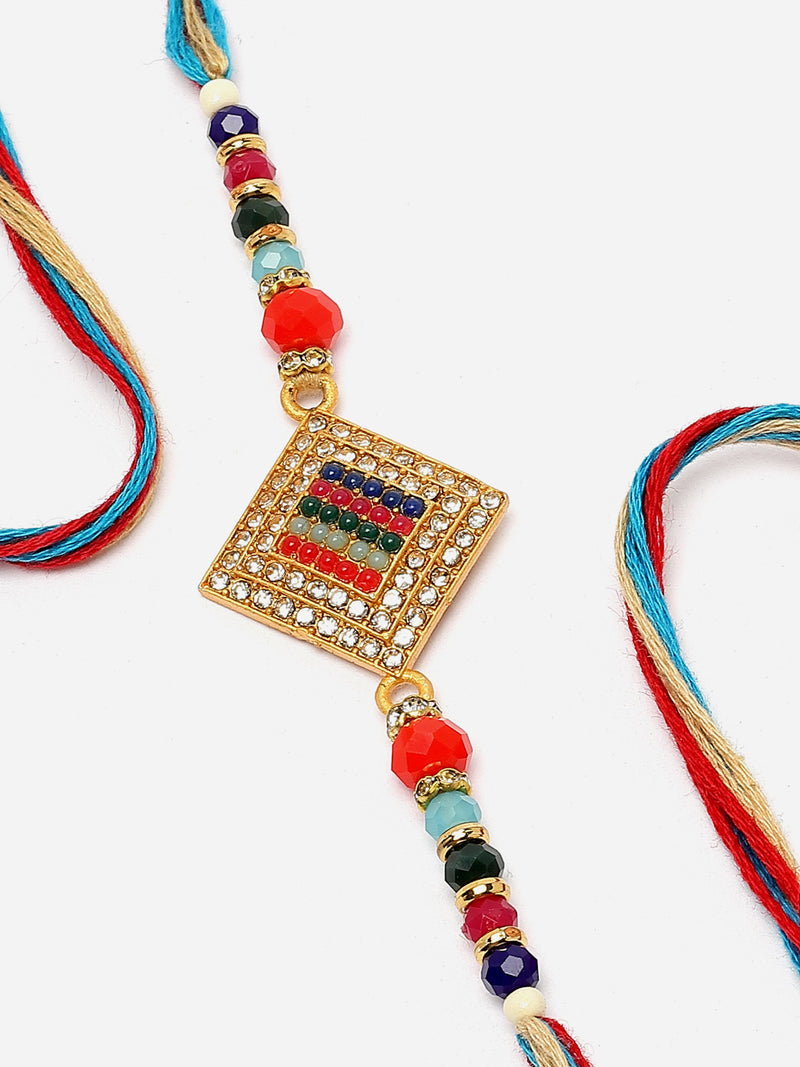 Traditional Multicolor Beads & Stones Studded Rakhi