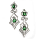Rhodium-Plated Green American Diamond Studded Tempted Necklace & Earrings Jewellery Set