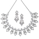 Rhodium-Plated White American Diamond Studded Tempted Necklace & Earrings Jewellery Set