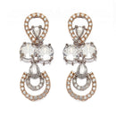 Rose Gold-Plated Gunmetal Toned White American Diamonds Studded Contemporary Necklace & Earrings Jewellery Set