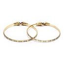 Gold-Plated Heart Shaped White American Diamond studded Bangle Bracelets (Set Of 2)