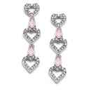 Rhodium-Plated Pink American Diamond Studded Heart Design Necklace & Earrings Jewellery Set