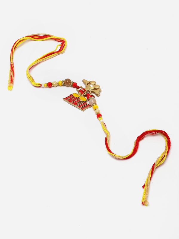 Mickey Mouse Bhai Multicolor Beads Stringed Rakhi For Kids