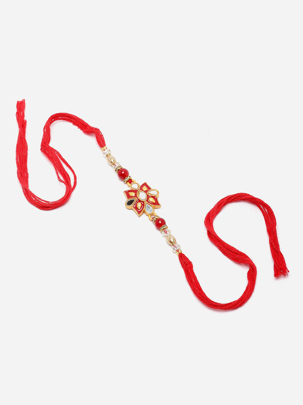 Traditional  Enamelled Kundan Studded Rakhi