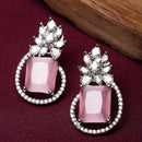 Rhodium-Plated Silver Toned American Diamond studded Paisley Shaped Studs Earrings