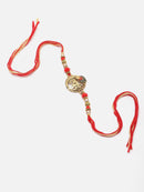 Traditional Gold-Plated Om With Enamelled Mor Pankh Rakhi