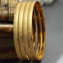 Set Of 4 Gold-Plated Floral Vine Textured Handcarfted Classic Bangles