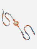 Traditional Orange Artificial Beads & Stones Studded Rakhi