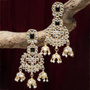Gold-Plated Black & White Kundan studded Contemporary Jhumka Earrings