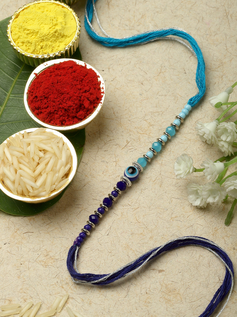 Navy Blue Evil Eye Stone & Beads Rakhi