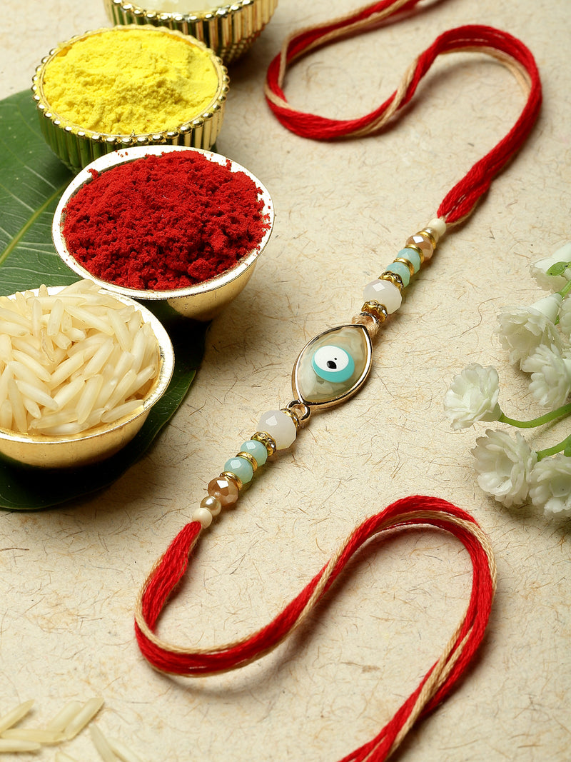 Gold Plated Gold Toned Evil Eye Rakhi