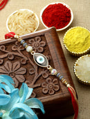Gold Plated Evil Eye Stone & Beads Studded Rakhi