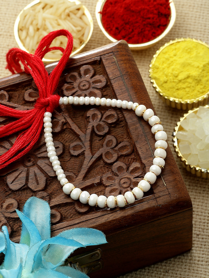 White Pearl Studded Rakhi