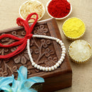 Orange Beads & Best BHAI Beads Stringed With Gold Plated Lumba For Bhabhi Combo Rakhi Bracelet Set of 3 Rakhi
