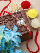 Traditional Gold Plated Gold Toned Kundan Studded Rakhi