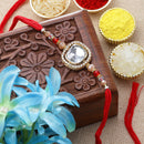 Gold-Plated Kundan with Red & White Pearl Studded Combo Rakhi Bracelet Set of 2 Rakhi