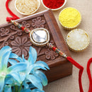 Gold-Plated Sunflower Shaped Pearl Studded With Lumba Rakhi for Bhabhi