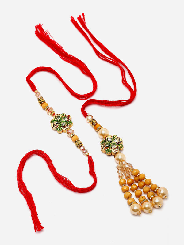 Traditional Floral Bhaiya Bhabhi Rakhi Set