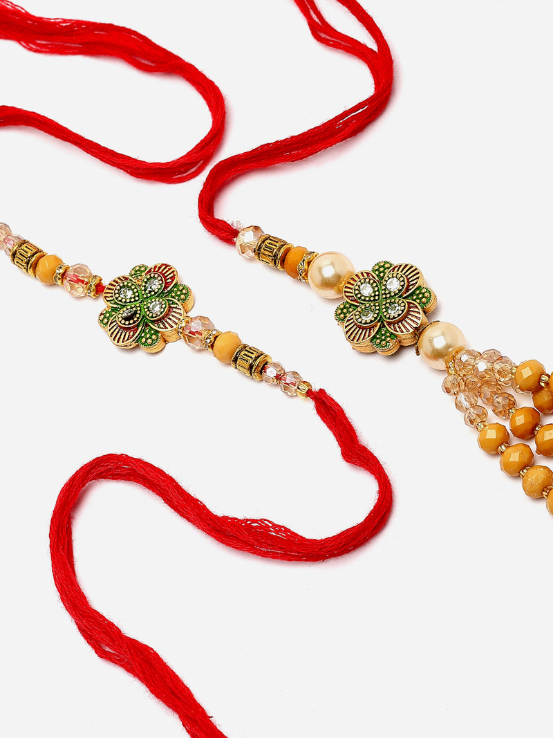 Traditional Floral Bhaiya Bhabhi Rakhi Set