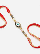 Gold Plated Evil Eye Stone & Beads Studded Rakhi