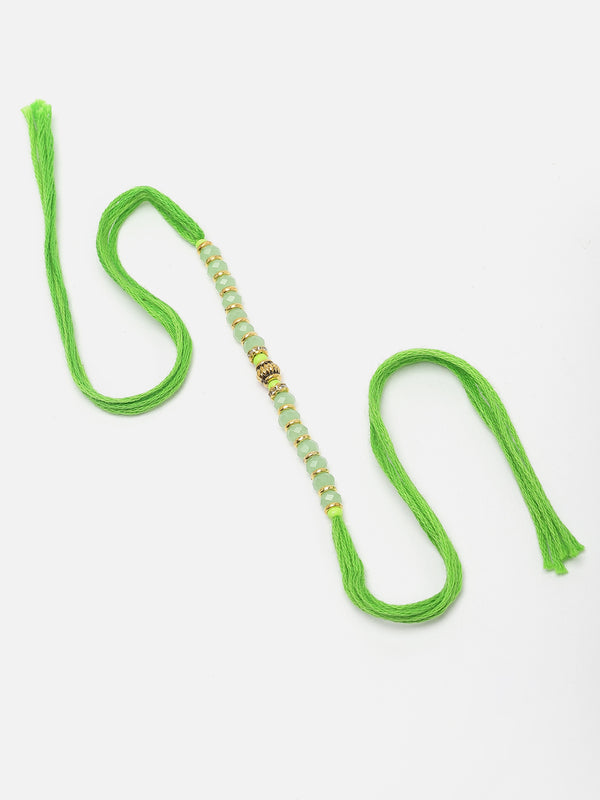 Pastel Green Beads Stringed Rakhi.